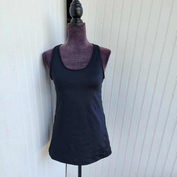 Nike Dri Fit Mesh Tank Top Built In Bra Womens Slim Fit Black Athletic Workout L - Picture 1 of 16